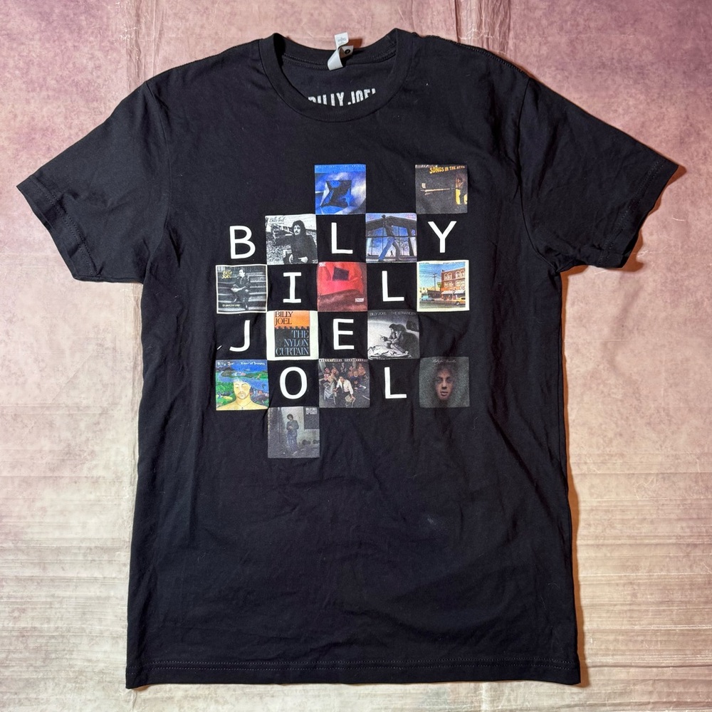 Billy Joel Album Covers T-Shirt Tee Adult Size Medium Black Concert Tour Rare